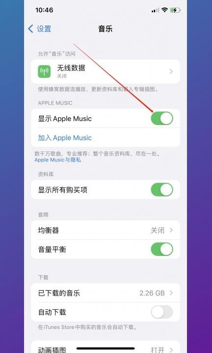 苹果自带音乐怎么关闭在屏幕显示第3步